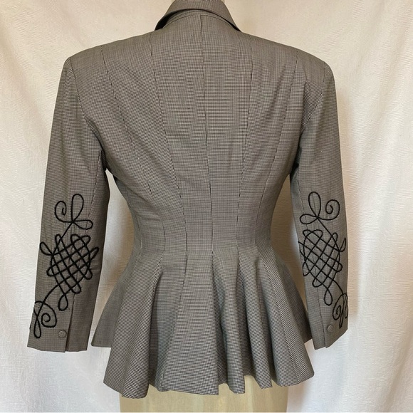 Vintage mini houndstooth fitted 2 button Jacket - Picture 3 of 7